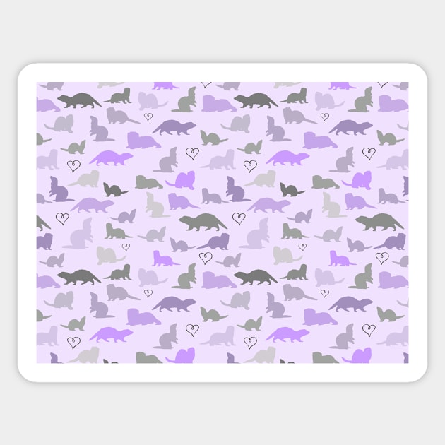 Fun Purple Ferrets Pattern Sticker by CeeGunn